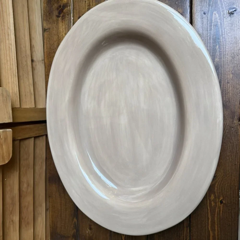 Pottery Barn Sausalito Oval Serving Platter – Taupe Stoneware